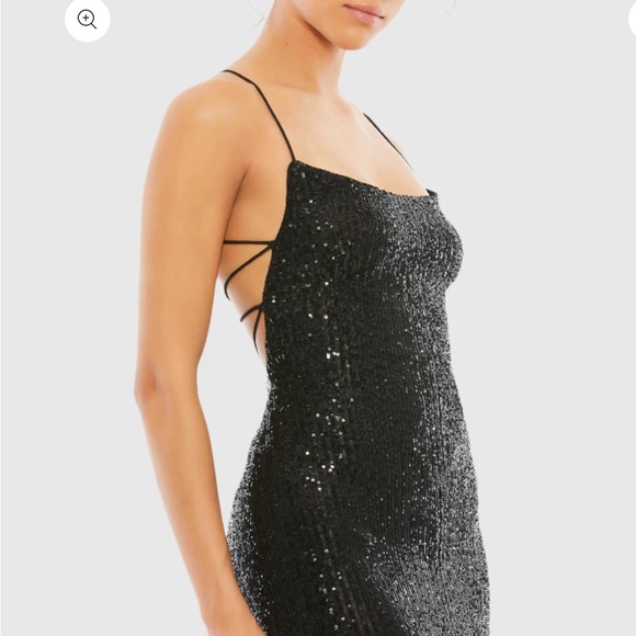 Leena by Mac Duggal sequin gown in silver - Picture 3 of 4